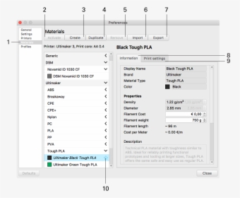 Materialmanager Data-viewer - Ultimaker Settings For Pla, HD Png Download, Transparent PNG