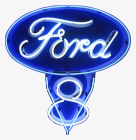 Ford V8 Neon Sign - Ford V8 Logo Png, Transparent Png, Transparent PNG