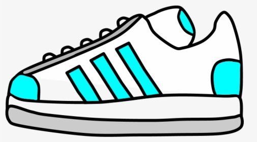 Sneakers, Tennis Shoes, Bright Blue Stripes - Shoe Clipart Black And White, HD Png Download, Transparent PNG