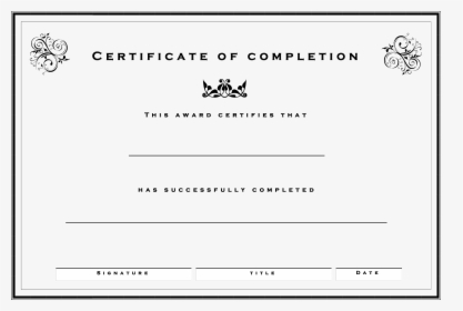 Formal Certificate Of Completion Template - Certificate Of Completion Template Black And White, HD Png Download, Transparent PNG