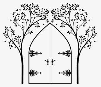 Faerie, Door, Tree, Design, Architecture, Old - Gold Tree Wall Stickers, HD Png Download, Transparent PNG