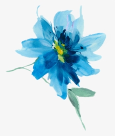 Watercolor Blueflower Sticker By Janet Murphy - Flores Azules Png, Transparent Png, Transparent PNG