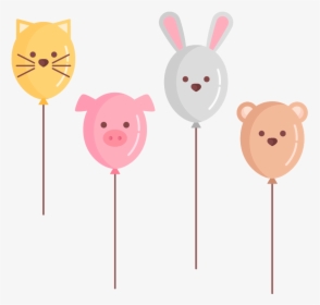 #balloon #animal #cat #rabbit #pig #bear #cute #cuteanimal - Cartoon, HD Png Download, Transparent PNG