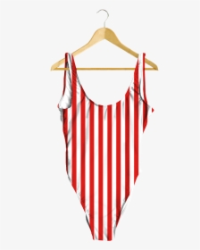 Red & White Striped One-piece - Green And White Striped One Piece Swimsuit, HD Png Download, Transparent PNG