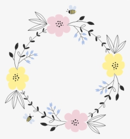 #frame #flower #flowers #bee #watercolor #ftestickers - Bee And Flower Wreath, HD Png Download, Transparent PNG