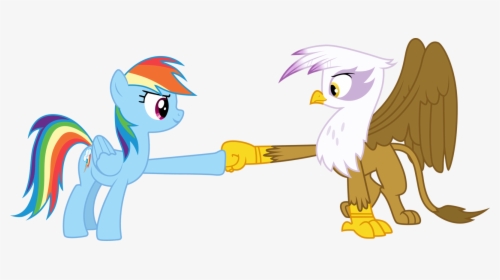 Rainbow Dash And Gilda Doing A Hoof Fist Bump By Tomfraggle - Mlp Rainbow Dash Hoof Bump, HD Png Download, Transparent PNG
