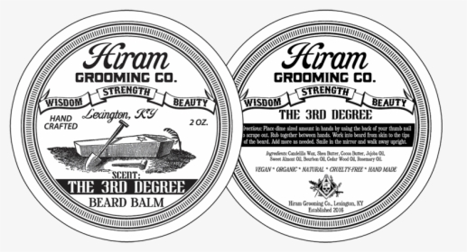 Hiram Grooming Company 3rd Degree Beard Balm Can Label - Label, HD Png Download, Transparent PNG