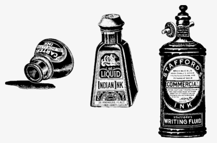 Free Vintage Toiletry Bottle Labels Png - Vintage Ink Bottle Drawing, Transparent Png, Transparent PNG