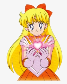 #girl #sailormoon #heart #tumblr #blonde #anime #hair - Sailor Moon Venus Chibi, HD Png Download, Transparent PNG