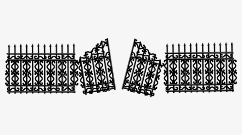 Fence, Open, Barricade, Door, Entrance, Gate, Iron - Wrought Iron Boundary Wall Grill Fence, HD Png Download, Transparent PNG