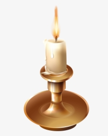 Candle In Candlestick Png, Transparent Png, Transparent PNG