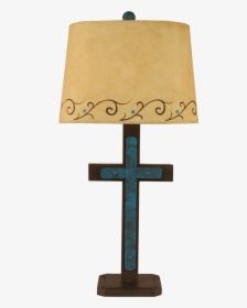 Jade/brown Cross Table Lamp W/ Scroll Accent - Lampshade, HD Png Download, Transparent PNG