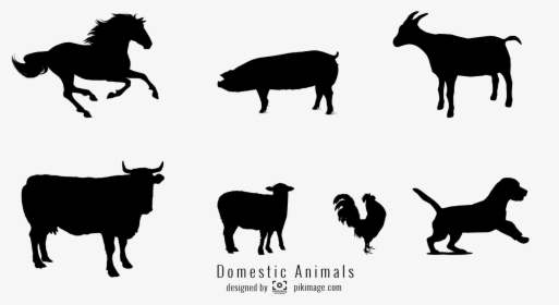 Vector Image Domestic Animal Silhouette Png File - Domestic Animal Animal Silhouette, Transparent Png, Transparent PNG