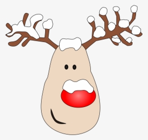 Reindeer With Red Nose And Antlers Vector Clipart - Reindeer, HD Png Download, Transparent PNG