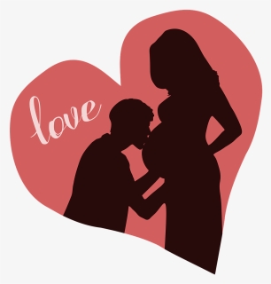 Love, Family, Heart, Belly, Pregnant, Couple, Pregnancy - Man Kissing Pregnant Belly Silhouette, HD Png Download, Transparent PNG