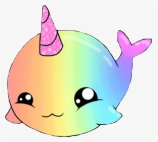 #hawaii #cute #whale #uniwhale #unicorn #rainbow #cutewhale - Dibujos Kawaii De Narval, HD Png Download, Transparent PNG
