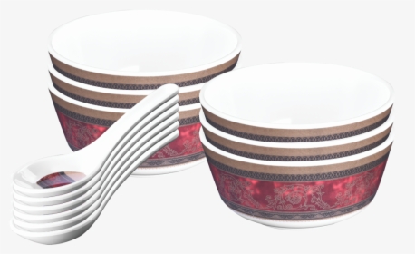12 Pc Rnd Gold Soup Bowl W/spoon Set - Ceramic, HD Png Download, Transparent PNG