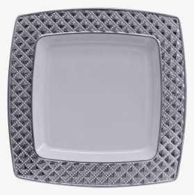 Elegant Diamond Clear And Silver Plastic Soup Bowls - White And Silver Square Plate Set, HD Png Download, Transparent PNG