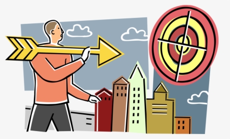 Vector Illustration Of Businessman Aims Arrow At Target - Illustration, HD Png Download, Transparent PNG