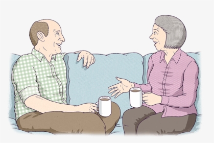 Two Old People Are Sitting On A Couch, Talking - Old People Talking Cartoon  Png, Transparent Png , Transparent Png Image - PNGitem