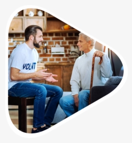 Two People Talking - Volunteer With An Old Man, HD Png Download, Transparent PNG