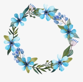 Garland Transparent Blue Flower - Blue Flower Circle Background, HD Png Download, Transparent PNG