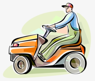 Lawn Care Worker With Riding Mower - Clipart Riding Lawn Mower, HD Png Download, Transparent PNG