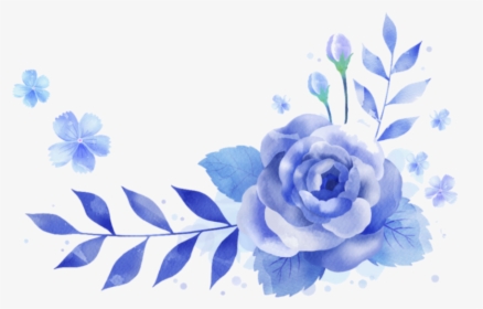 #ftestickers #border #corner #watercolor #flowers #blue - Blue Watercolour Flowers Border, HD Png Download, Transparent PNG