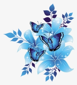 Blue Flower Border Png , Png Download - Flower Blue Background Design, Transparent Png, Transparent PNG
