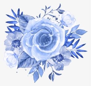 #l#bloom #flower #blue #frame #border #flowers #white - Blue Flower Watercolor Clipart, HD Png Download, Transparent PNG