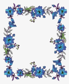 Flower Picture Frame Clip Art Chinese Blue Ⓒ - Blue Flowers Frame Clipart, HD Png Download, Transparent PNG