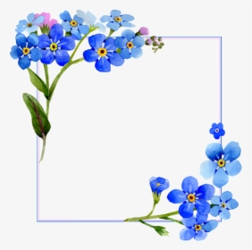 #blue #frame #border #square #flower #freetoedit #mimi - Flower Vector Frame Png, Transparent Png, Transparent PNG