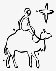 Vector Illustration Of Festive Season Christmas Wise - Man Riding A Camel Drawing, HD Png Download, Transparent PNG