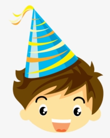 Boy In Birthday Hat - Birthday Boy Face Clipart, HD Png Download, Transparent PNG