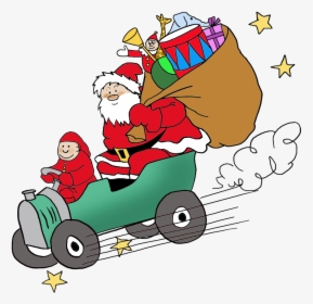 Santa Bringing Presents By Car - Santa Claus Car Png, Transparent Png, Transparent PNG