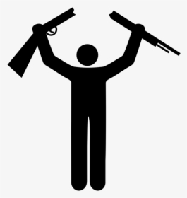 Silhouette,symbol,joint - Stick Man With Gun, HD Png Download, Transparent PNG