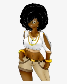Afro Black Girl Cartoon African American Woman Clip - African American Woman Cartoon, HD Png Download, Transparent PNG