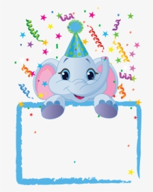 Royalty-free Clipart Illustration Of An Adorable Elephant - First Birthday Frame Png, Transparent Png, Transparent PNG