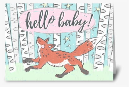 Hello Baby Fox Greeting Card - Cartoon, HD Png Download, Transparent PNG