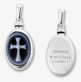Silver Oval Ash Pendant With Blue Cameo Latin Cross - Silver, HD Png Download, Transparent PNG
