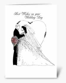 Wedding Wishes Black And White Greeting Card - Wedding Greeting Card Black And White, HD Png Download, Transparent PNG