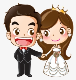 And Groom Wedding Cartoon Bride Marriage Invitation - Cartoon Wedding Couple Png, Transparent Png, Transparent PNG
