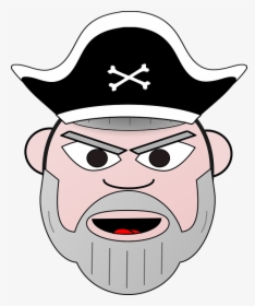 Pirate, Captain, Old, Cartoon, Head, Beard, Hat - Pirate Captain Pirate Face, HD Png Download, Transparent PNG