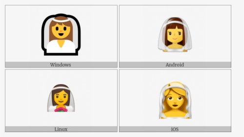 Bride With Veil On Various Operating Systems - Cartoon, HD Png Download, Transparent PNG