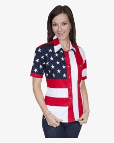 Women S Short Sleeve Stars Flag Shirt - American Flag Shirt Women's, HD Png Download, Transparent PNG