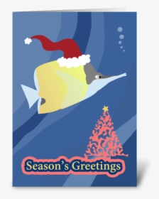Butterfly Fish In Santa Hat Greeting Card - Graphic Design, HD Png Download, Transparent PNG
