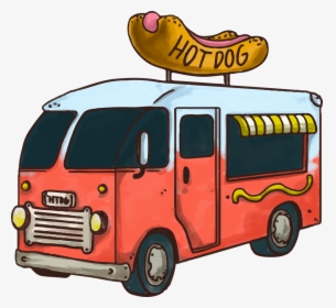 Hot Dog Fast Food Hamburger Car Food Truck - Food Truck Hot Dog Png, Transparent Png, Transparent PNG