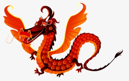 Chinese Dragon Cartoon Illustration - Red Dragon Chinese Wings, HD Png Download, Transparent PNG