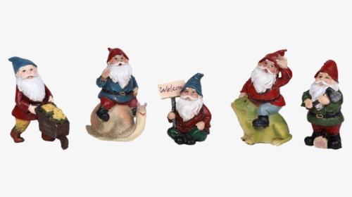 Set Of 5 Mini Gnome Statues - Santa Claus, HD Png Download, Transparent PNG