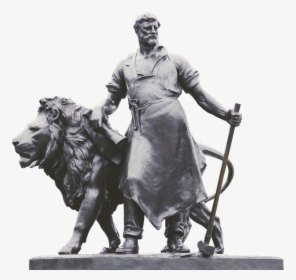 Statue, Lion, Blacksmith, Monument, Hammer, Old, Bronze - Blacksmith And Lion Sculpture, HD Png Download, Transparent PNG